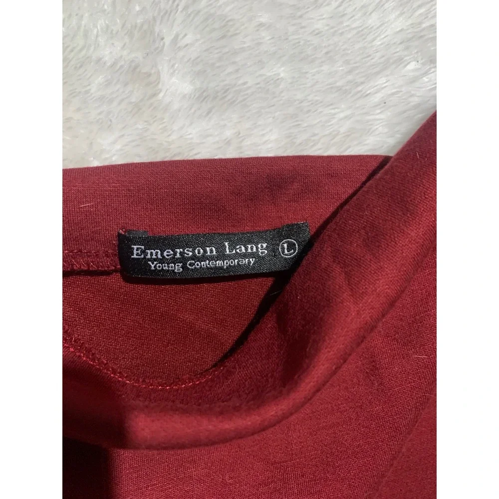 Emerson Lang Burgundy Red Off The Shoulder Long Sleeve Top Kids Large